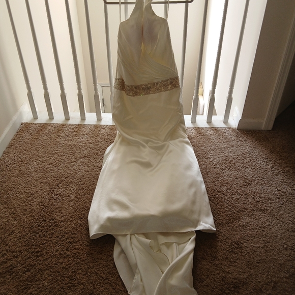 Galina Signature Collection-Applique Chiffon Tall Wedding Dress with train. - Picture 8 of 8